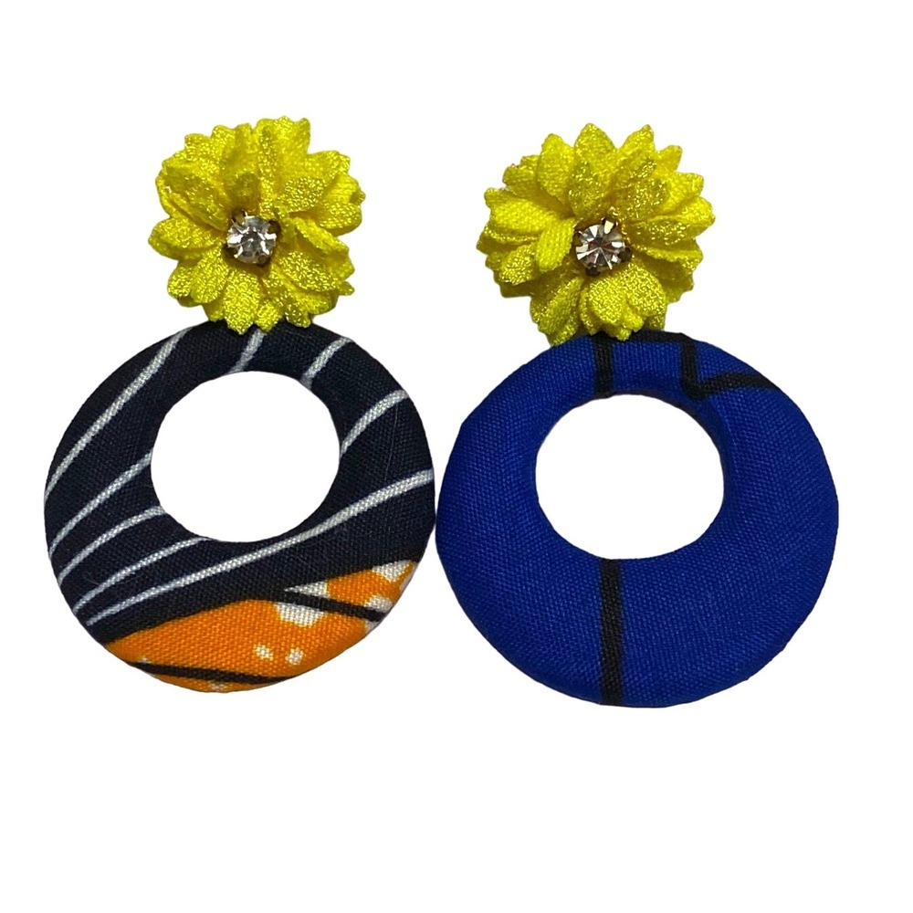 Handmade flora abstract self covered  retro style post‎ earrings  women OS